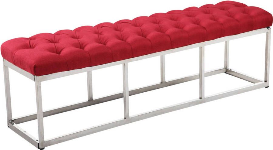 Moderne Halbank Wadey 150cm Rood RVS Bank Gangbank hout Eetbank