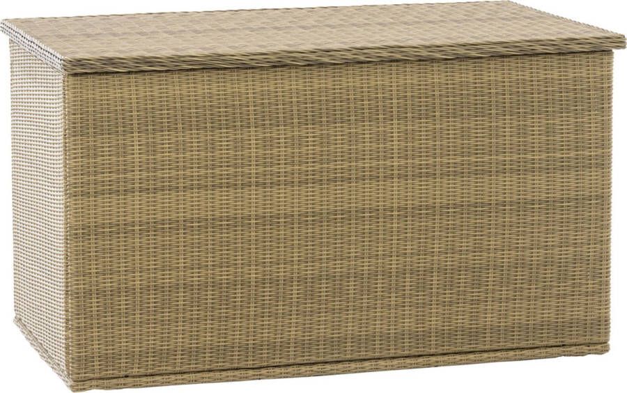 Inandoutdoormatch Rotan Opbergbox XL 148 x 85 x 84 cm Creme Tuinkussenbox Waterdicht Met deksel Voor binnen & buiten Tuinbox Vaderdag cadeau