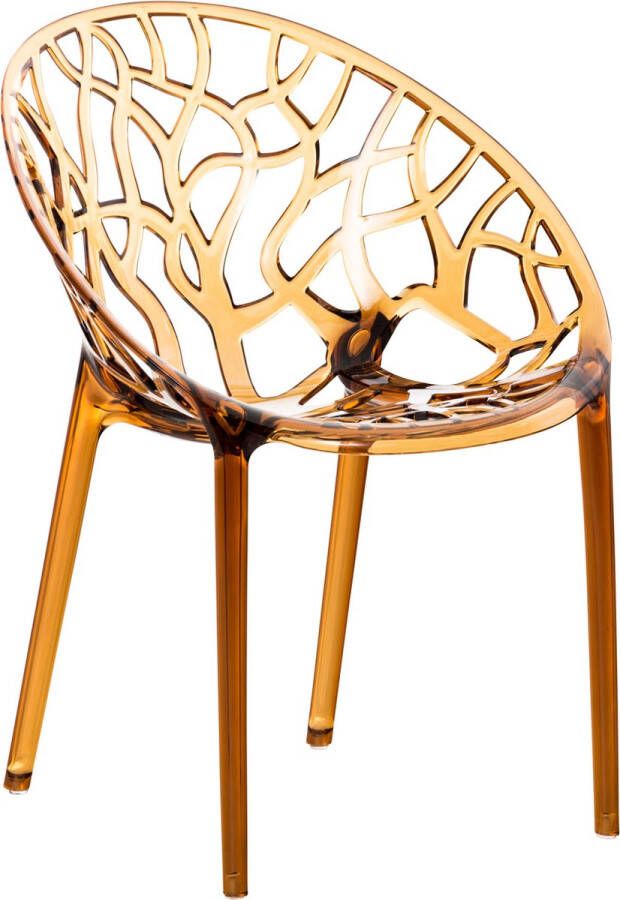 Inandoutdoormatch Trendy stoel Met rugleuning Woonkamer of beurs Transparant goud Zithoogte 45cm Vaderdag cadeau