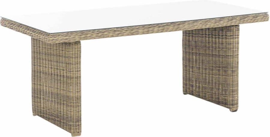 Inandoutdoormatch Tuintafel deluxe Glastafel rotan wicker Tuinmeubelen Eettafel Buitentafel Salontafel 180cm Vaderdag cadeau
