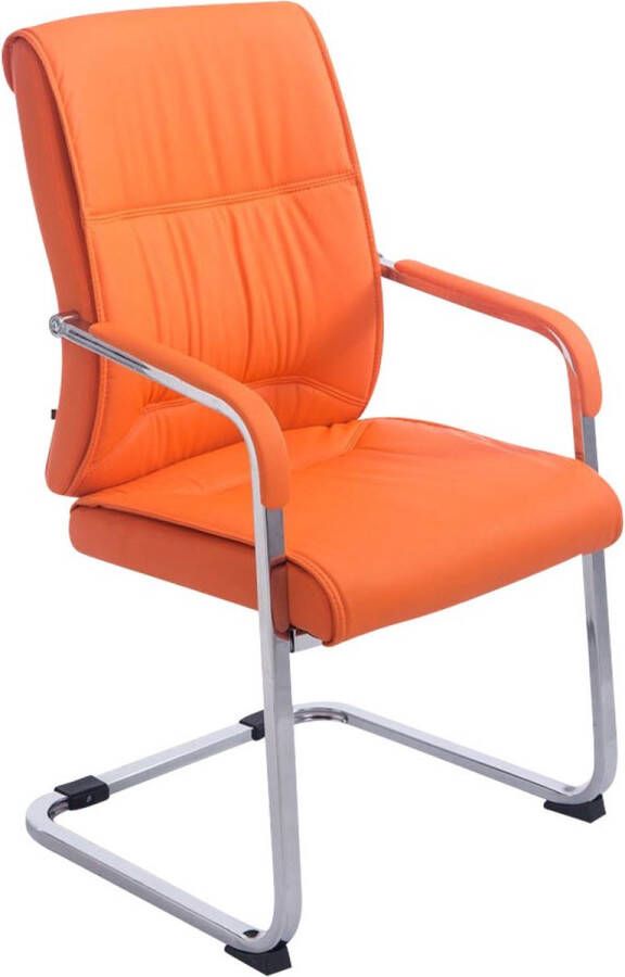 Inandoutdoormatch Vergaderstoel Vittorio Oranje Kunstlederen stoel Met rugleuning Bezoekersstoel Zithoogte 48cm moederdag cadeautje