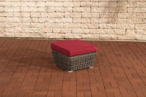 Inandoutdoormatch Voetenbank loungeset deluxe Voor buiten Kruk Poef Tuin Rood 59x59x30cm Vaderdag cadeau