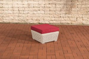Inandoutdoormatch Voetenbank loungeset deluxe Voor buiten Kruk Poef Tuin Rood creme 59x59x30cm Vaderdag cadeau
