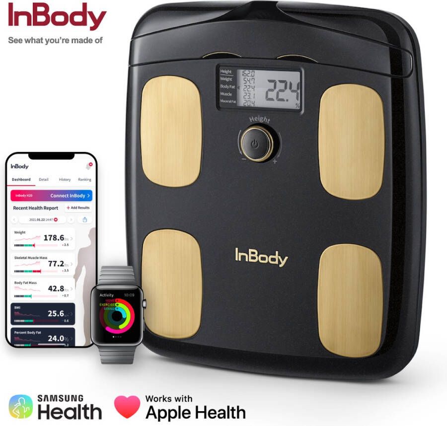 InBody Dial H20N smart weegschaal met vet spier meting lichaamsanalyse Bluetooth & app (Midnight Black)