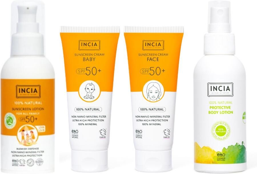INCIA Natuurlijke Zonnebrandcrème Familie set
