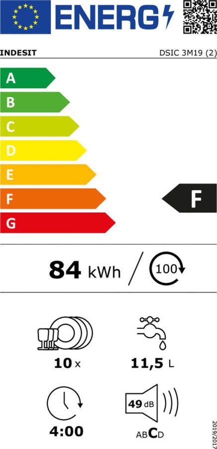 Indesit DSIC 3M19 Slimline volledig geintegreerde vaatwasser