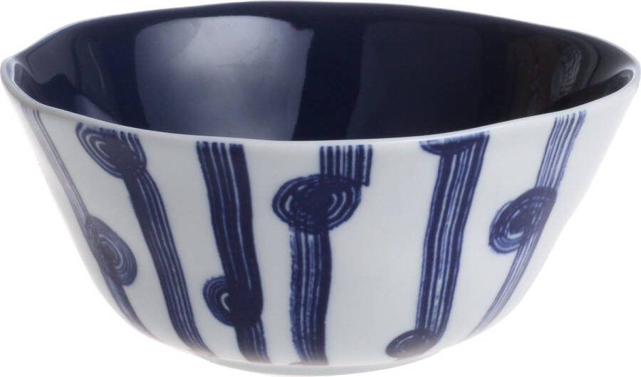 INDIGO MOOD Kom Soepkommen set 6 stuks Keramiek Ø 16 cm Blauw Wite