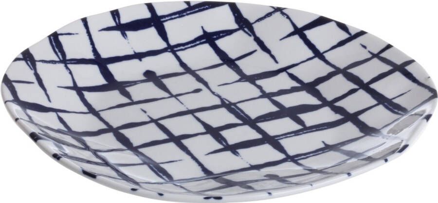 INDIGO MOOD Ontbijtborden set 6 stuks Keramiek Ø 21 cm Blauw Wite