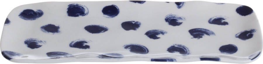 INDIGO MOOD Rechthoekige schaal Serveerschaal set 6 stuks Keramiek 22cm Blauw Wite