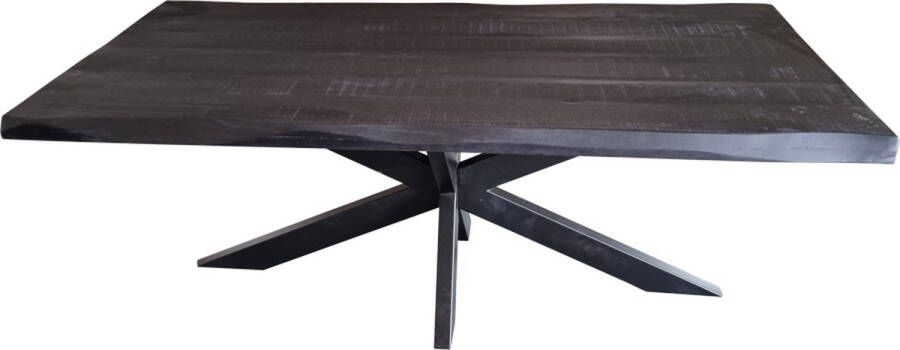 Industrieelinhuis.nl Boomstamtafel zwart 220 cm lengte mangohout