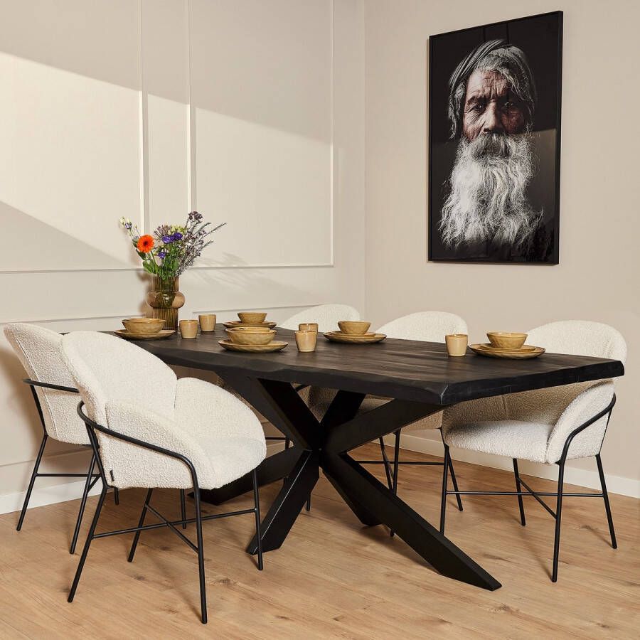Industrieelinhuis.nl Boomstamtafel zwart Boston Black 240 cm lengte