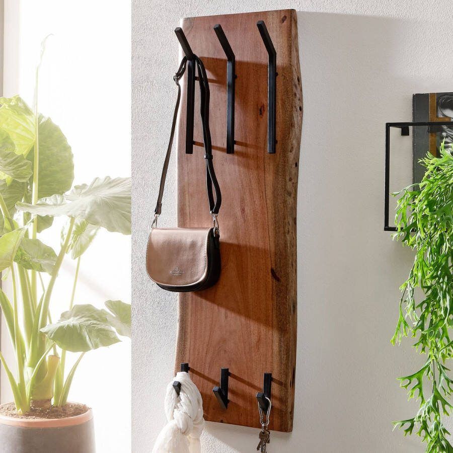 Industrieelinhuis.nl Wandkapstok hout metaal 100 cm garderobekast hal haakrail massief hout