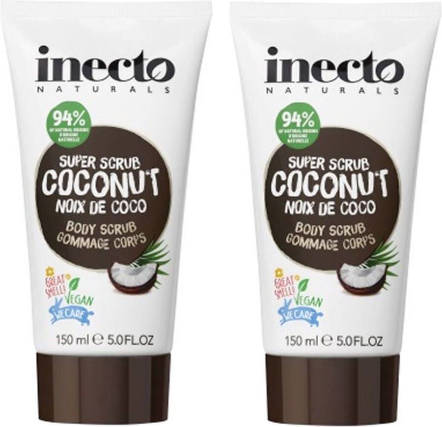 Inecto Naturals Inecto – Coconut Body Scrub 2 pak Natuurlijk – Kokosolie – Droge Huid