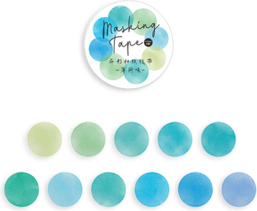 InfeelMe [ ] [Fruit Hard Candy] Decoratietape Groen Blauw Turquoise Appelblauwzeegroen Washi Tape Stippen Stickers