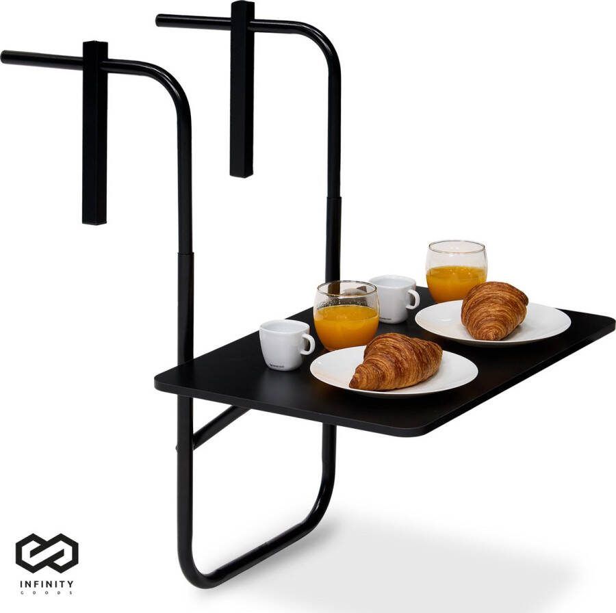 Infinity Goods Balkontafel Inklapbaar 40 x 60 CM Verstelbaar Hangend Zwart