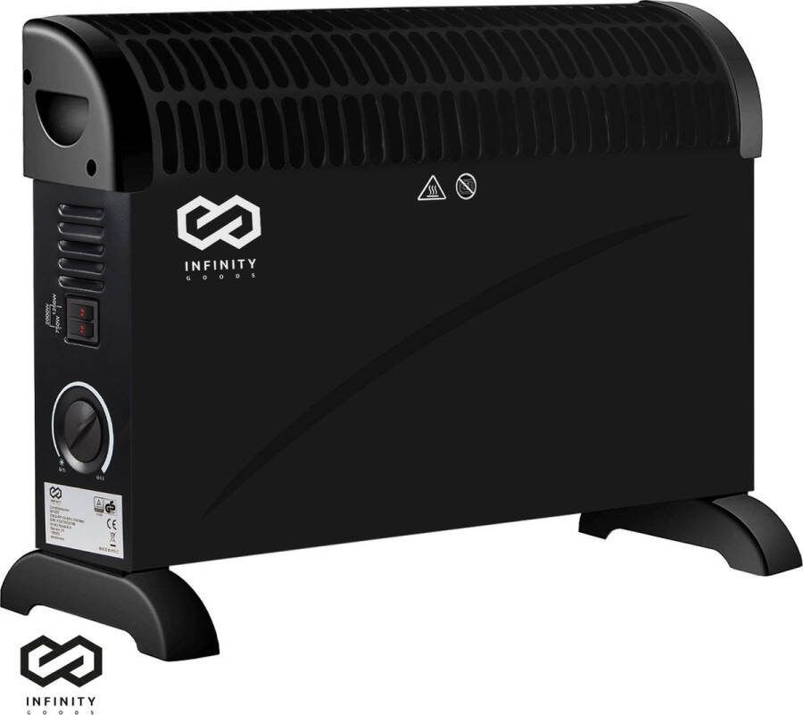 Infinity Goods Elektrische Convector Kachel 750 1500 2000W Verstelbare Thermostaat Radiatorkachel Oververhittingsbeveiliging 35m² Zwart