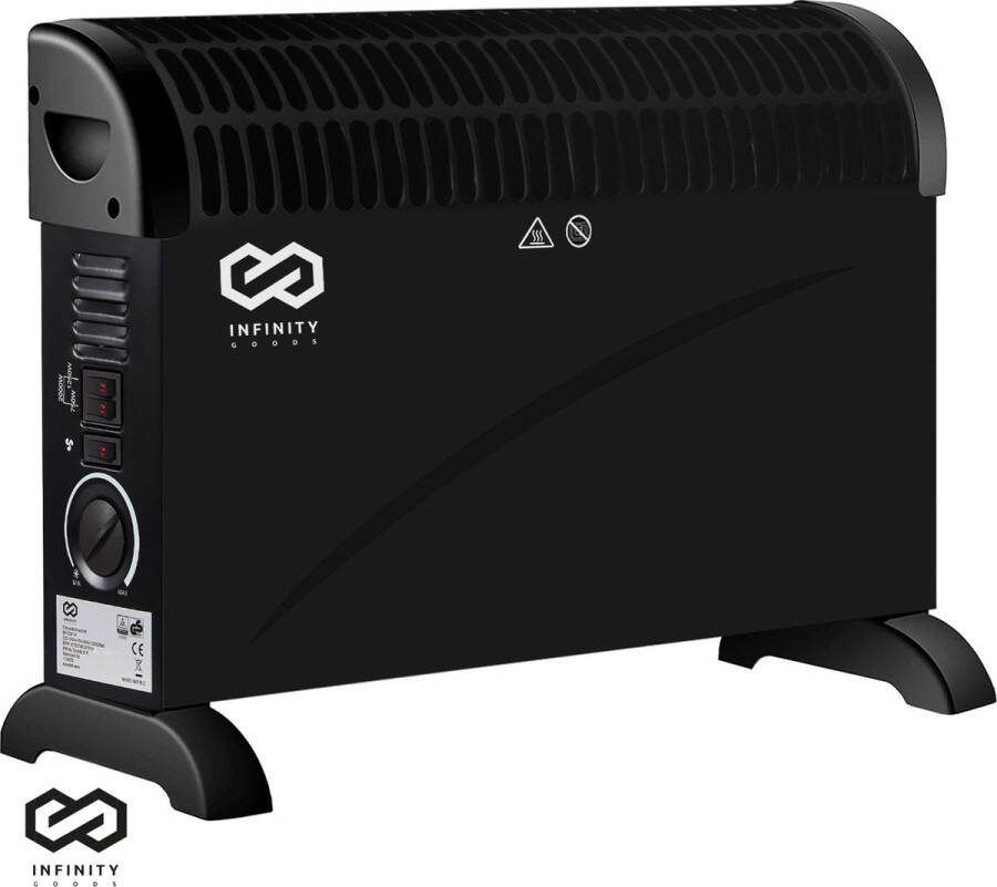 Infinity Goods Elektrische Convectorkachel Turbo Functie en Ventilator 750 1500 2000W Verstelbare Thermostaat Radiatorkachel Oververhittingsbeveiliging 35m² Zwart
