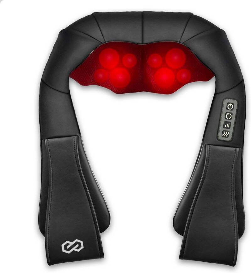 Infinity Goods Shiatsu Massagekussen Elektrisch Nek en Rug Apparaat Warmtefunctie met Infrarood 8 Instelbare Massagekoppen Massageapparaat Zwart