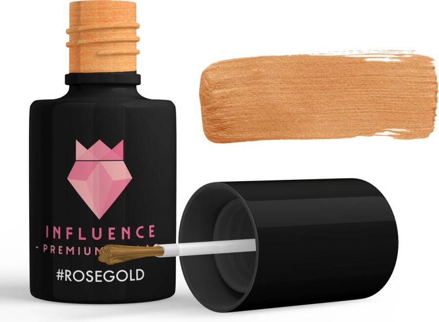 Influence Premium Gellac #ROSEGOLD Influence Gellac Gouden gellak goud UV Gellak glitter UV Gellak Gel nagellak Gellac Kado vrouw Kerstcadeau Kado voor haar 10 ml