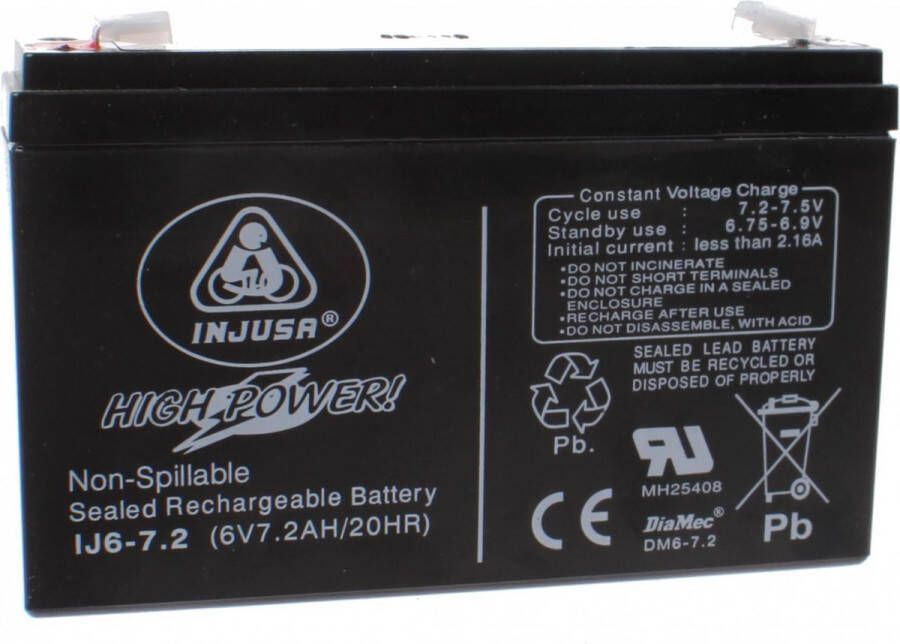 Injusa oplaadbare batterij High Power 6V-7 2 AH zwart