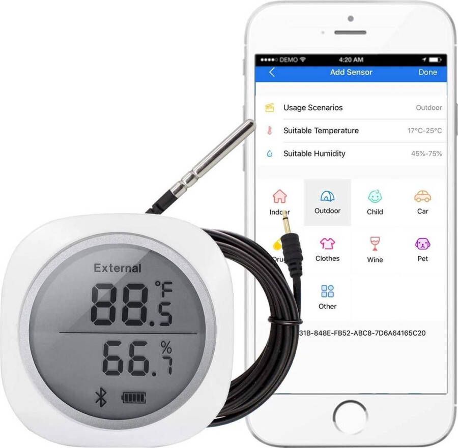 Inkbird IBS-TH1 PLUS Draadloze Thermometer en Hygrometer voor Android- en iOS-telefoon Temperatuur- en Vochtigheidsmeter voor Brouwen Van Vleesplant Sigarenopslag