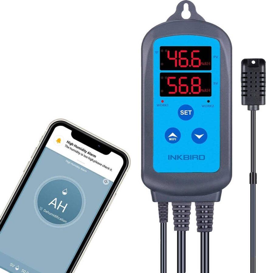 Inkbird IHC-200 WiFi Vochtigheidsregelaar met Gratis APP voor Kas Tuin Kelder Fermentatie Roken