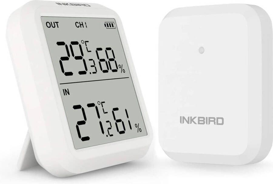 Inkbird ITH-20R Draadloze Thermo-hygrometer met Buitensensor Binnentemperatuur Vochtigheid ℃ ℉-schakelaar