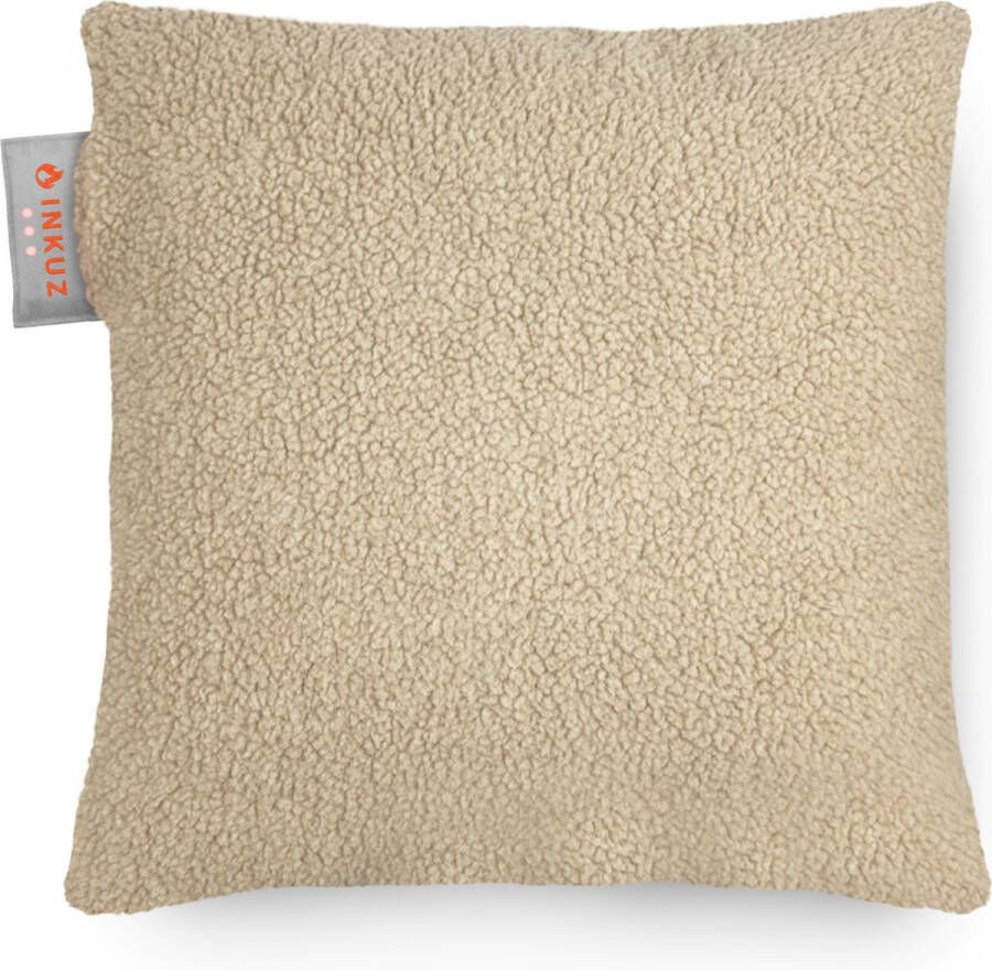 INKUZ Warmtekussen Infrarood Draadloos Teddy Beige Standaard grote powerbank voor langdurige warmte 45x45