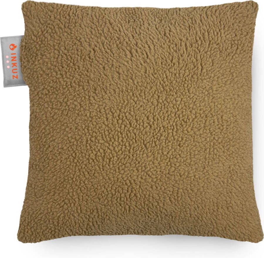 INKUZ Warmtekussen Infrarood Draadloos Teddy Lichtbruin Standaard grote powerbank voor langdurige warmte 45x45