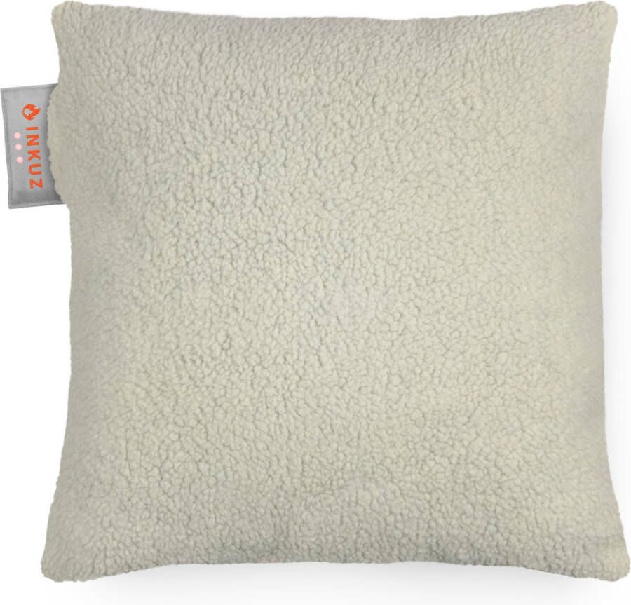 INKUZ Warmtekussen Infrarood Draadloos Teddy Wit Standaard grote powerbank voor langdurige warmte 45x45