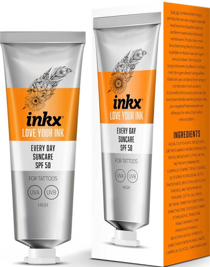 Inkx Tattoo Verzorging Everyday Zonnebrand crème SPF 50 ml