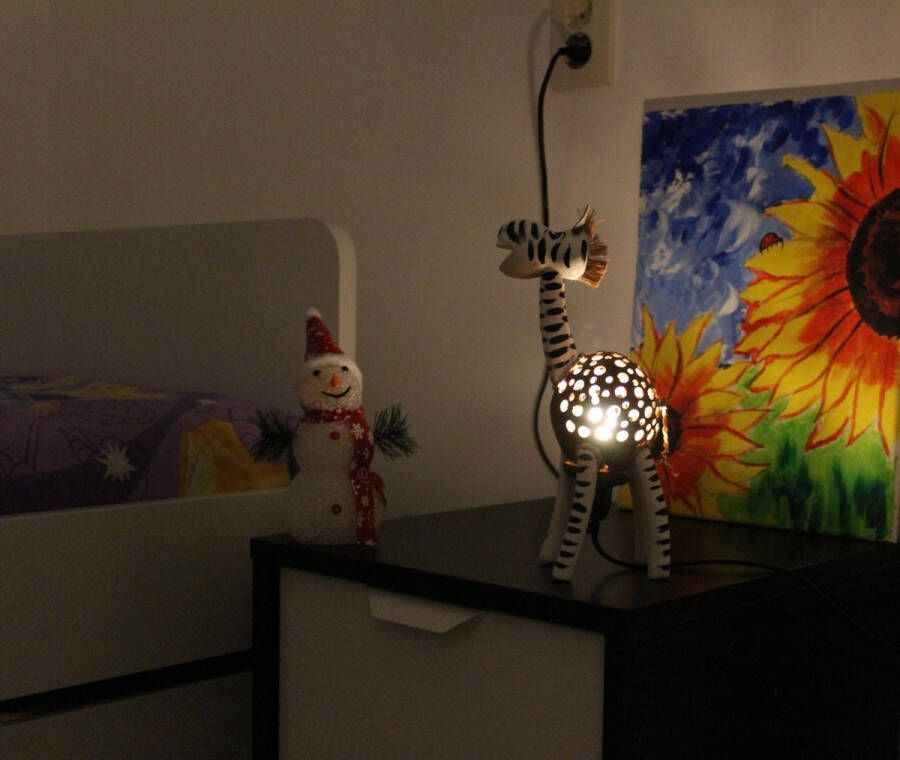 INME Handgemaakte duurzame kokosnoot nachtlamp zebra – Eco-Friendly Handmade night lamp zebra