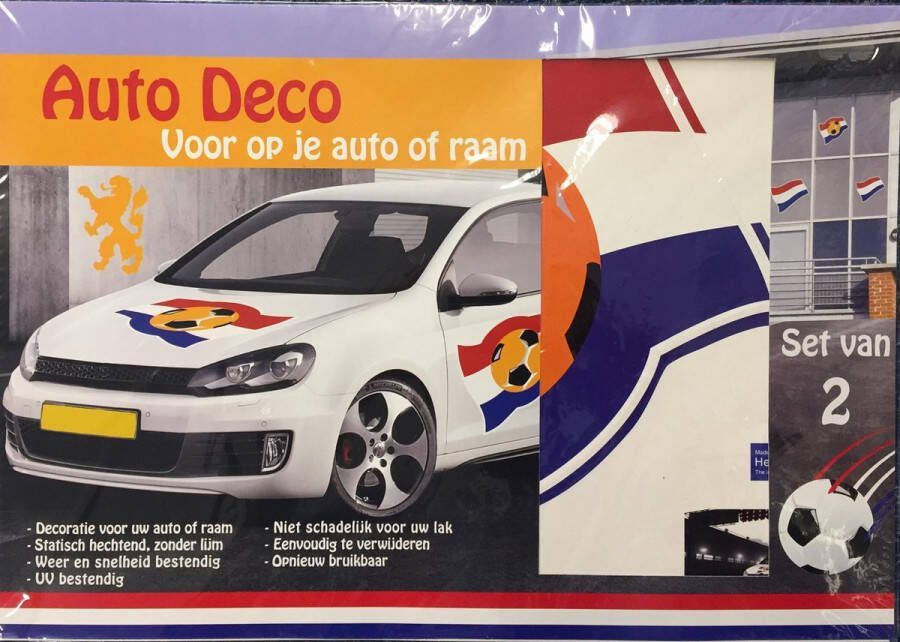 Inno Essentials Oranje voetbal EK WK raamstickers autostickers Deco stickers voor raam of auto set van 2