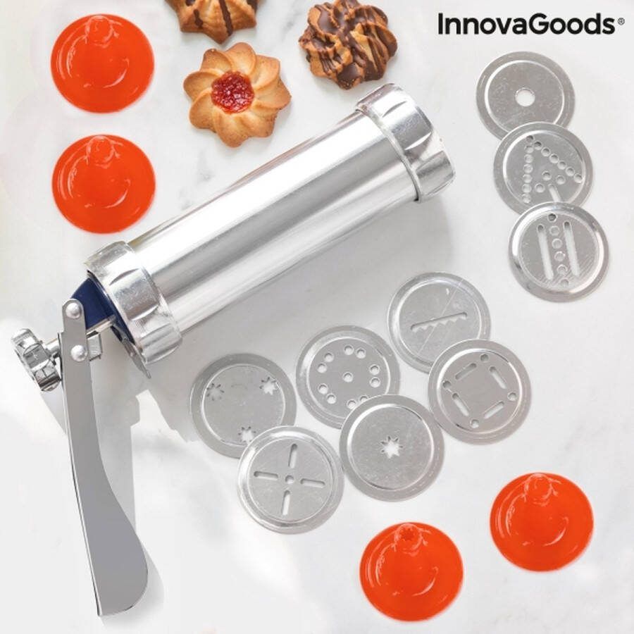 Innovagoods Koekjespistool Koekjespers Koekjes Vormen Koekjesvorm Bakspullen 20 Vormpjes 4 Spuitmonden