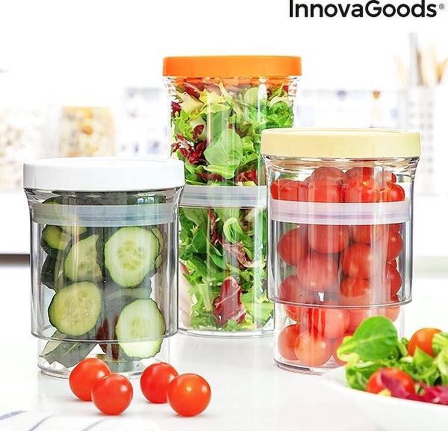 Innovagoods Aanpasbare & Luchtdichte Opbergbakjes met deksel Stapelbare Voorraadbussen Vershouddoosjes Luchtdichte Voorraadpotten Food Containers Keuken Opbergdozen Bewaardoos Bewaarbak