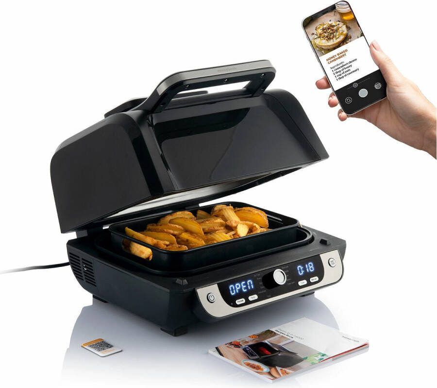 Innovagoods Airfryer xxl 6L Olievrije Friteuse met accessoires en receptenboek Air fryer oven 3400 W heteluchtoven 6 Liter Zwart Staal