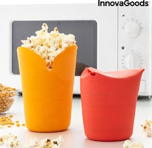 Innovagoods INKLAPBARE SILICONEN POPCORNPOPPERS POPBOX (SET VAN 2) Popcornmaker Popcorn Inklapbare Siliconen Popcornpoppers Popbox Popcorn bakjes Popcorn maker