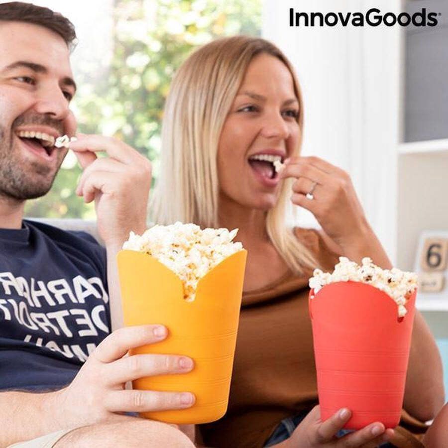 Innovagoods Popcornmaker Inklapbare Siliconen Popcornpoppers Popbox Geschikt voor Afwasmachines en de Magnetron -Set van 2