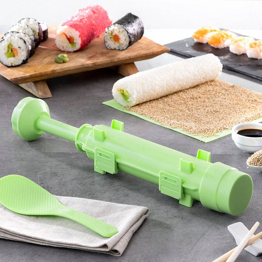 Innovagoods Perfect Roll Sushi Set | 3 delig | BPA vrij |inclusief Sushi Recepten |Groen