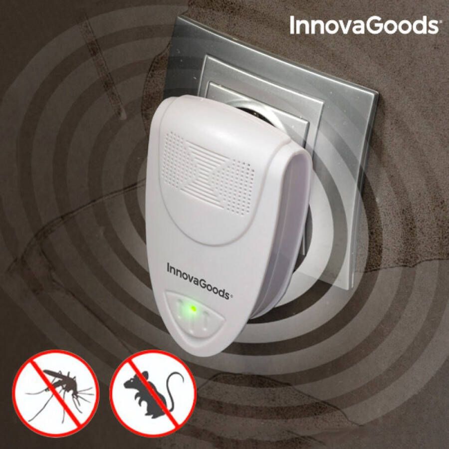 Innovagoods Ultrasone insecten Knaagdieren verjager- Ultrasonishe Ongedierte Bestrijder Muizenverjager Muizen Bestrijden Insectenverjager Ultrasone Verjager Pest Reject Pest Repeller- Geen Geluid 100% Safe