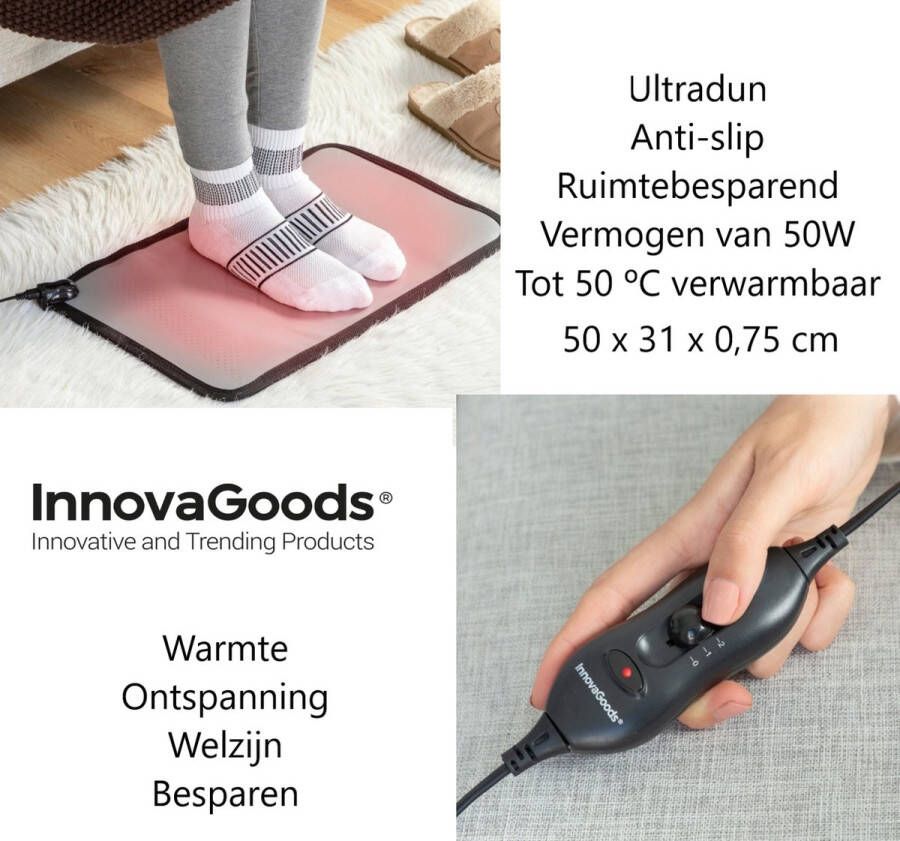 Innovagoods Warmtemat Bureauverwarming Warme voeten mat Voetenwarmer Voeten mat 50W Elektrische Voetenwarmer Infrarood verwarmer