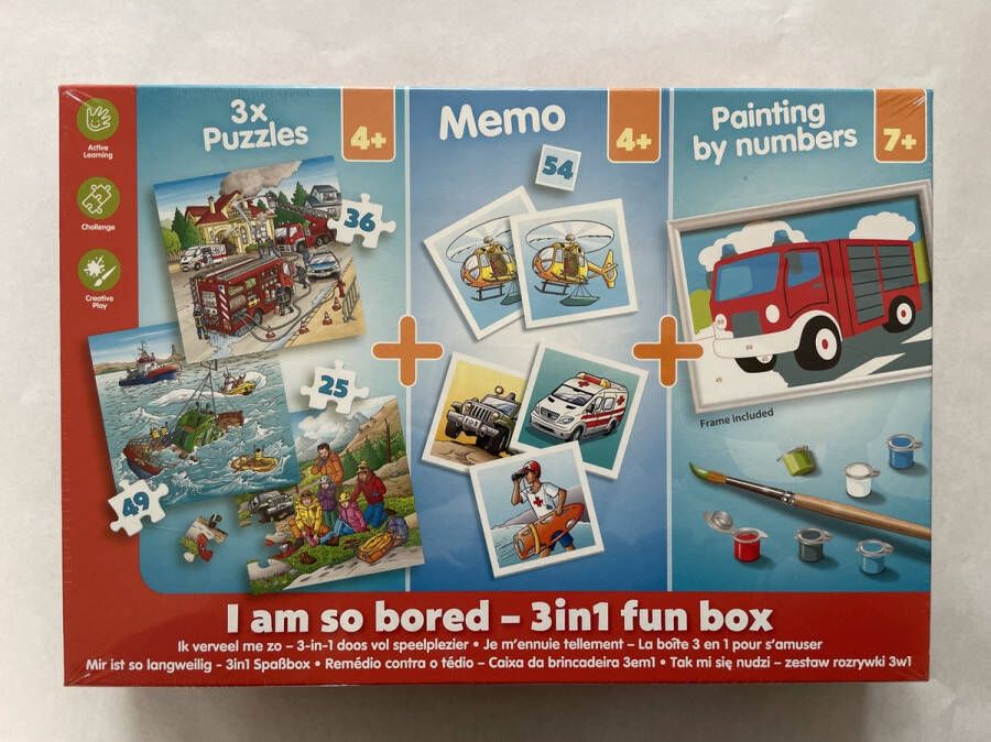Innovakids Spellendoos 3 in 1 Drie puzzels + Memo + Schilderen op nummer Vakantiespellen Leerspel Spelend leren Cadeautip