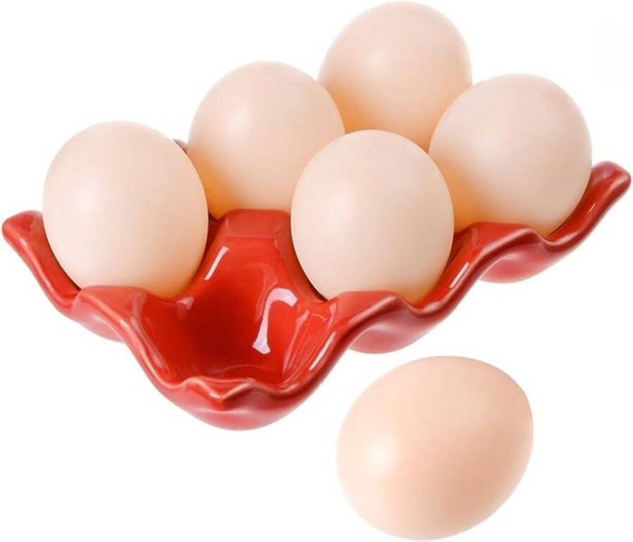 Innovatique Eierdopjes Rood 6 eieren Keramiek Hoogwaardige Kwaliteit Eierhouder