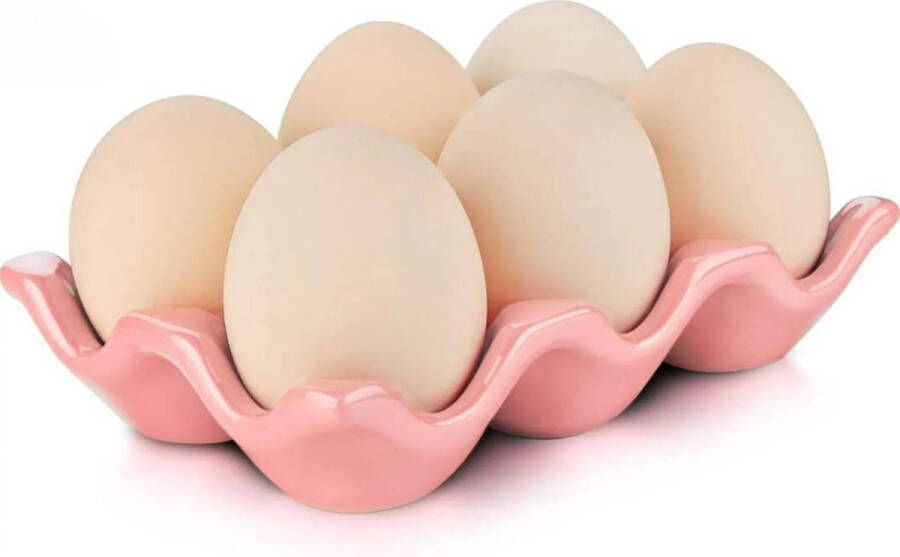 Innovatique Eierdopjes Roze 6 eieren Keramiek Hoogwaardige Kwaliteit Eierhouder