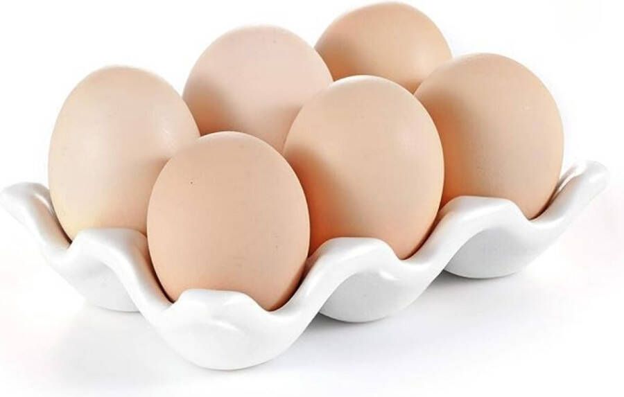 Innovatique Eierdopjes Wit 6 eieren Keramiek Hoogwaardige Kwaliteit Eierhouder