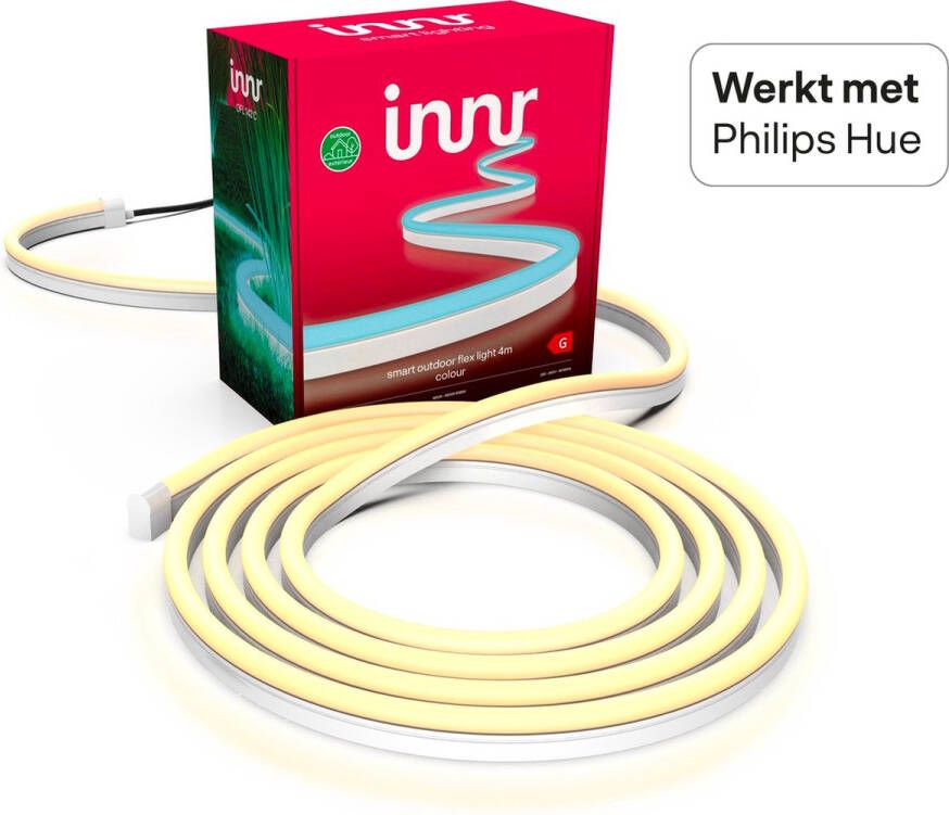 Innr slimme buitenverlichting led strip color 4 meter is geschikt voor Philips Hue* 16 miljoen kleuren en alle wittinten Zigbee smart outdoor dimbaar en tunable