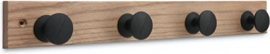 Inofix houten milieuvriendelijk Kapstok 4 ophanghaken Zwart