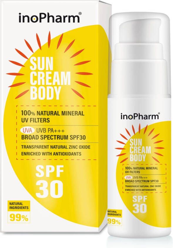 InoPharm Suncream SPF30 UVA UVB Minerale Zonnebrand 100% Natuurlijke Minerale UV Filters met Antioxidanten 100G