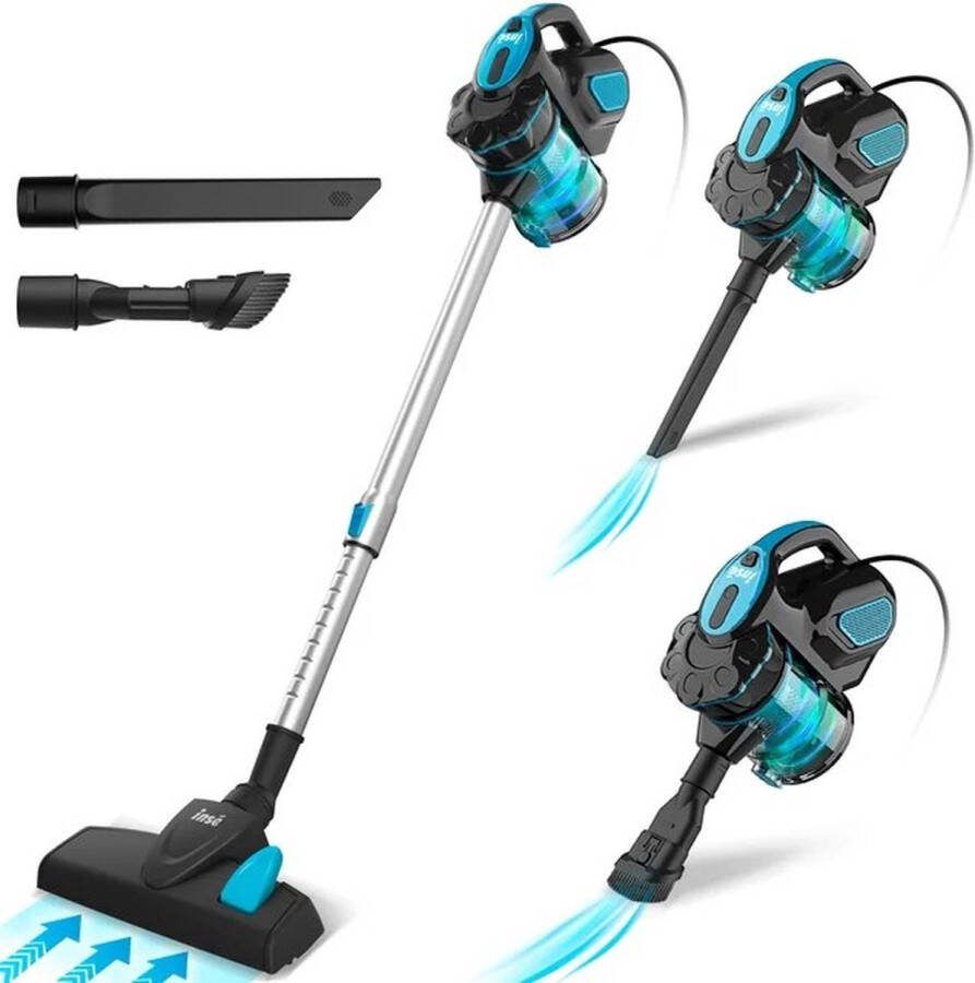 Inse Majesticmania Steelstofzuiger 3 in 1 Steelstofzuiger Lange Batterijduur Stofzuiger Zonder Zak Op Accu Steelstofzuigers Zwart Blauw