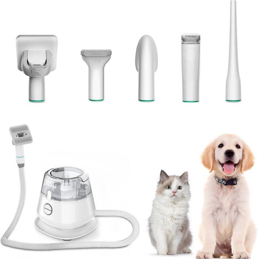 Inse ShopEighty8 Stofzuiger Voor Dierenharen Honden Tondeuse Honden Katten Verzorgingset 5 Verzorgings Hulpmiddelen Zakloos Wit
